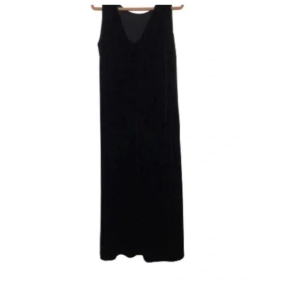 VINTAGE DJ INTERNATIONAL Dress Maxi Stretch Velvet Sleeveless Formal Black 16 - Picture 4 of 10